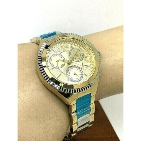 Invicta Women's Watch 28821 Angel Quartz Gold Dial Two Tone Stainless Steel 36mm - Picture 5 of 13